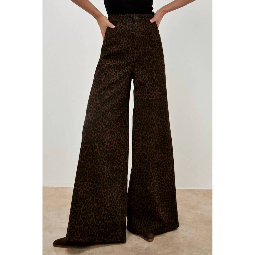 NEW APRICOT zoe wide leg leopard jean in brown